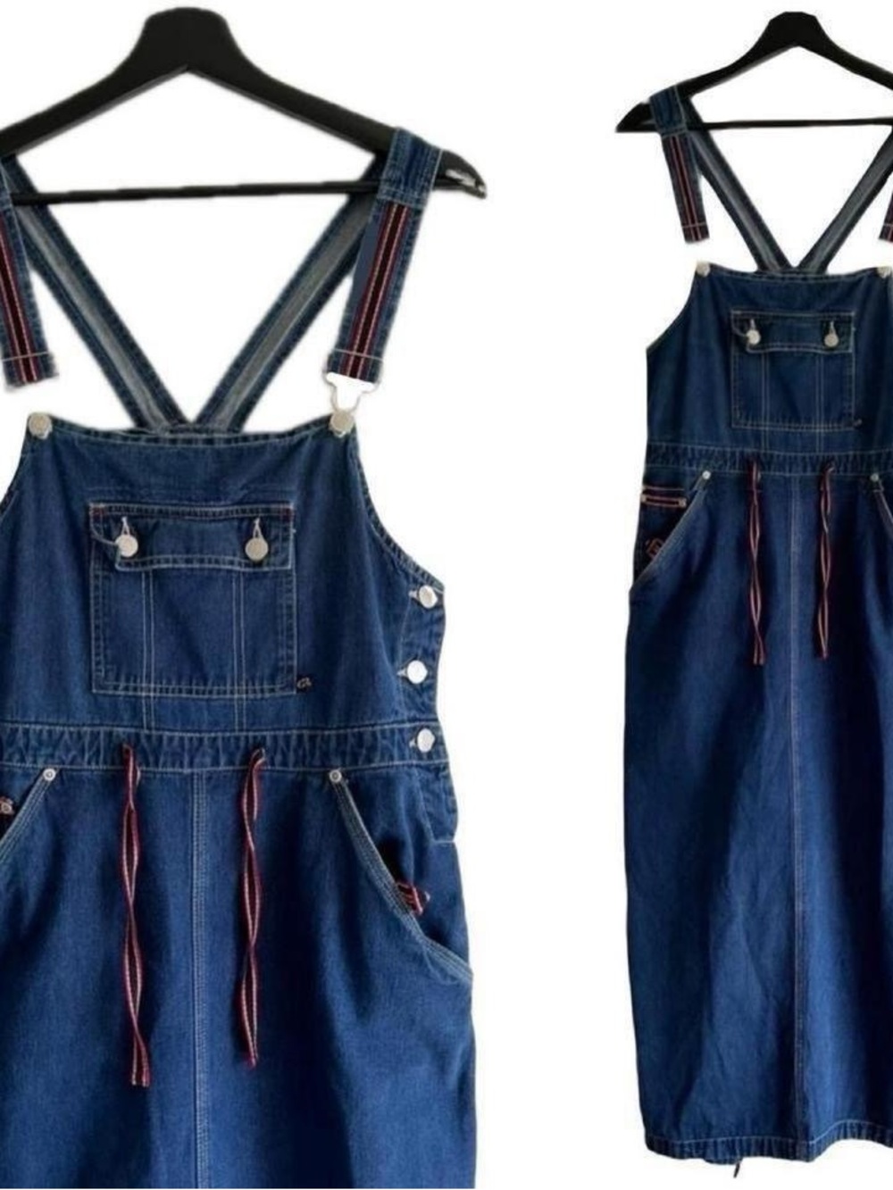 Vintage Pinafore Maxi Denim Overall Dress Dungarees Jeans Y2K 90s Dark Academia